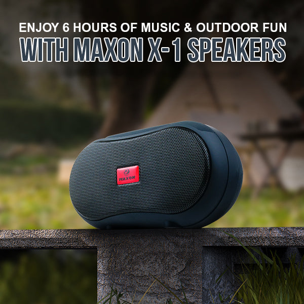 Enjoy 6 Hours of Music and Outdoor Fun with Maxon X-1 Speakers