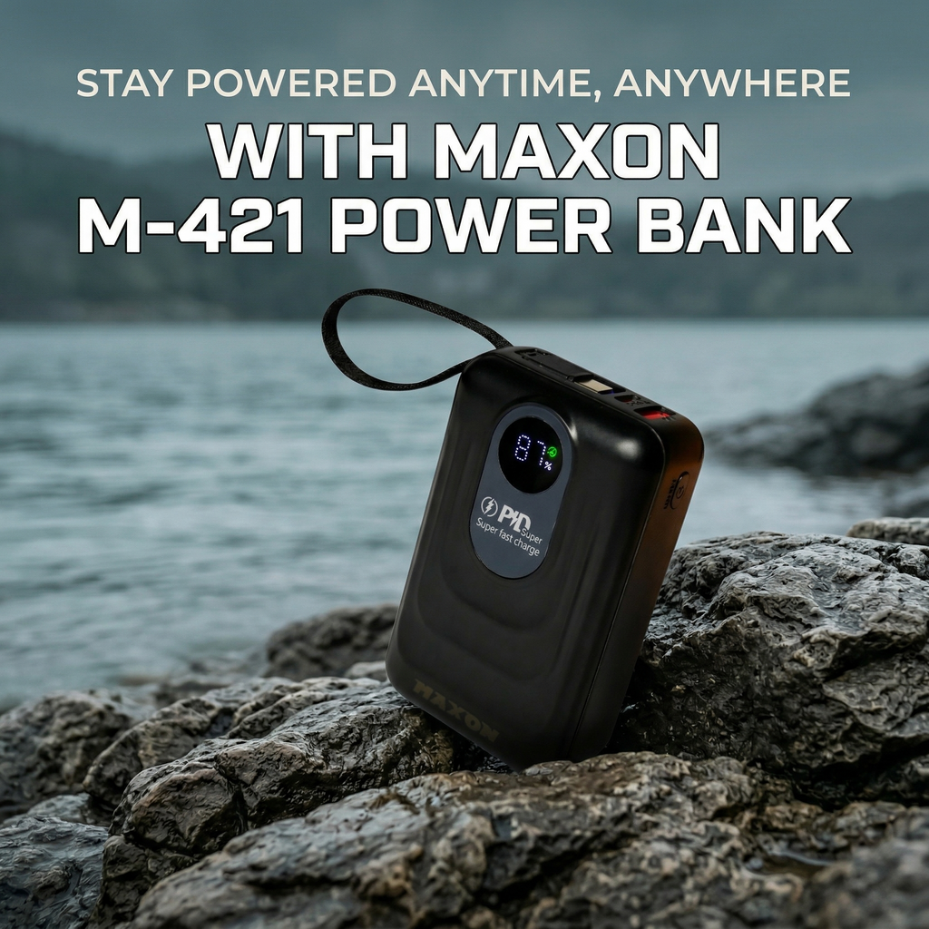 Stay Powered Anytime, Anywhere with Maxon M-421 PLOTO Power Bank