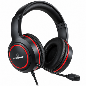 MAXON Spectra MGH-01 Wired Gaming Headset with HD Microphone – 40mm Drivers, 3.5mm Jack, Black & Red