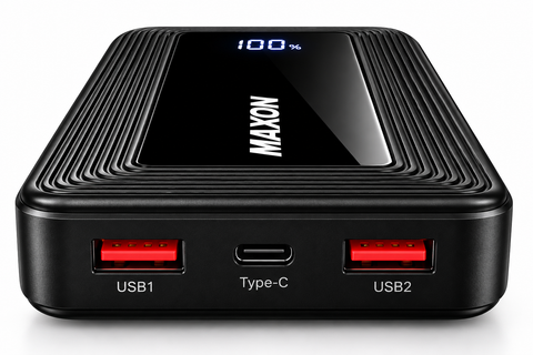 MAXON GEEGA M-420 20000mAh Power Bank – 22.5W PD Fast Charging, Dual USB & Type-C, LED Display – Black