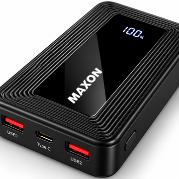 MAXON GEEGA M-420 20000mAh Power Bank – 22.5W PD Fast Charging, Dual USB & Type-C, LED Display – Black