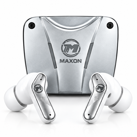 MAXON GAME-BEATS G300 Wireless Gaming Earbuds – Bluetooth 5.4, ANC & ENC Noise Cancellation, 50ms Low Latency, 4 Mic, HD Sound – White 