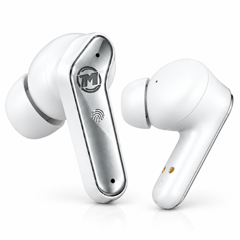 MAXON GAME-BEATS G300 Wireless Gaming Earbuds – Bluetooth 5.4, ANC & ENC Noise Cancellation, 50ms Low Latency, 4 Mic, HD Sound – White