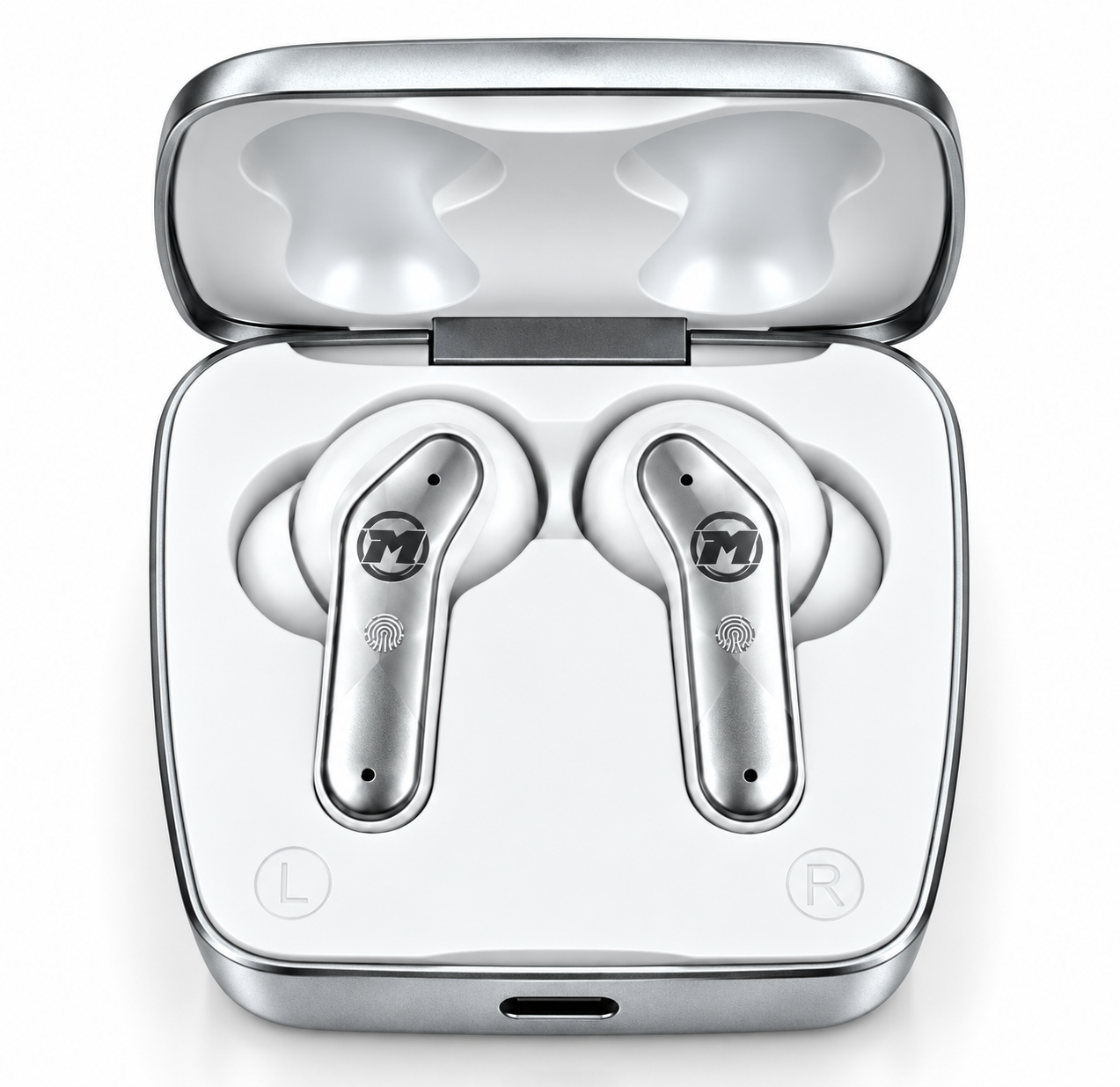 MAXON GAME-BEATS G300 Wireless Gaming Earbuds – Bluetooth 5.4, ANC & ENC Noise Cancellation, 50ms Low Latency, 4 Mic, HD Sound – White