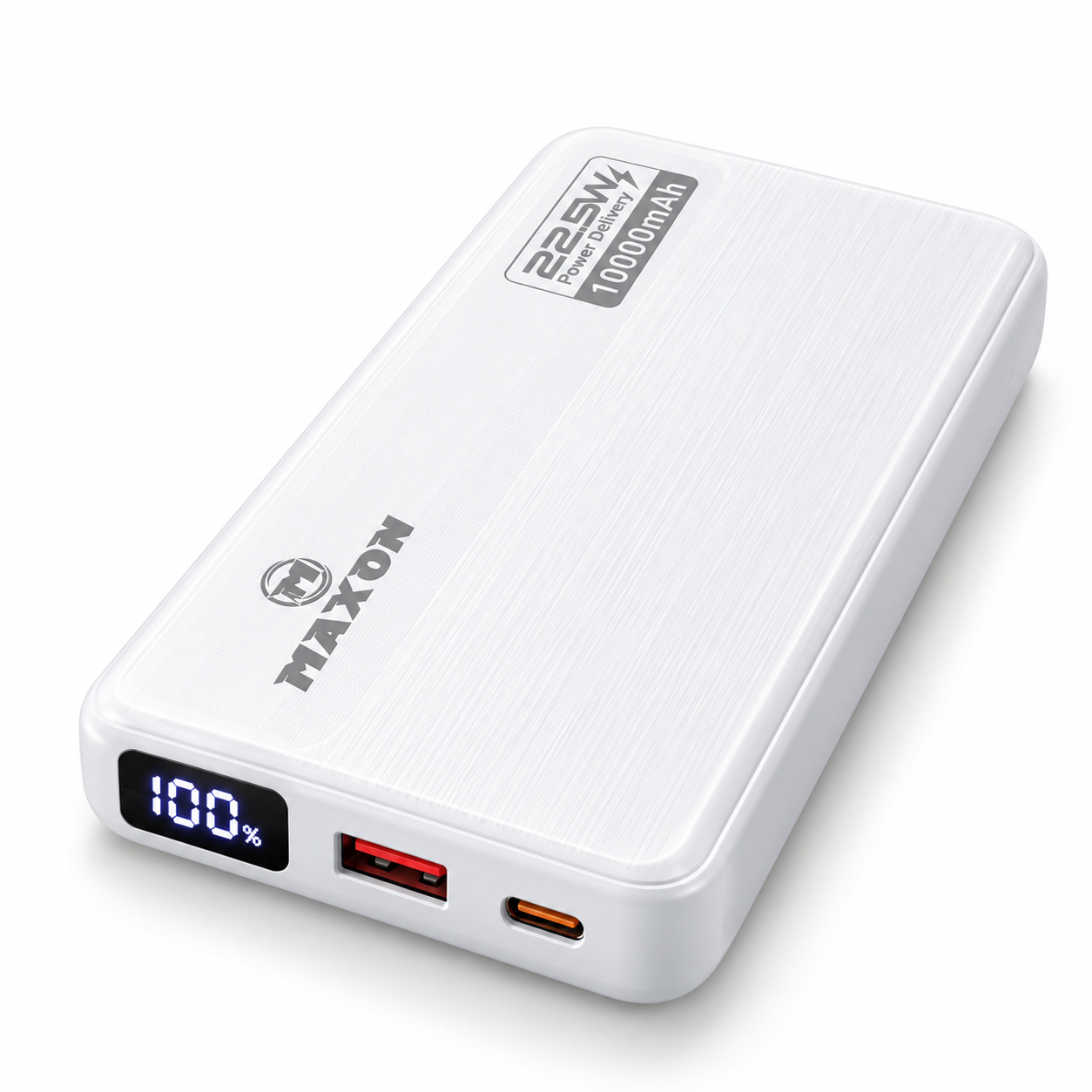MAXON ROX M-416 10000mAh 22.5W Fast Charging Power Bank with Built-in Type-C & Lightning Cables – White