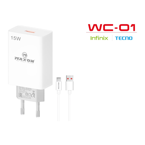 MAXON WC-01 15W QC 3.0 Fast Charger with Micro-USB Cable