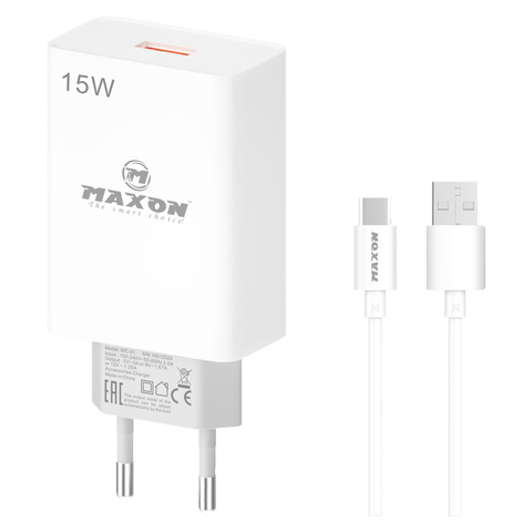 MAXON WC-01 15W QC 3.0 Fast Charger with Type-C Cable 
