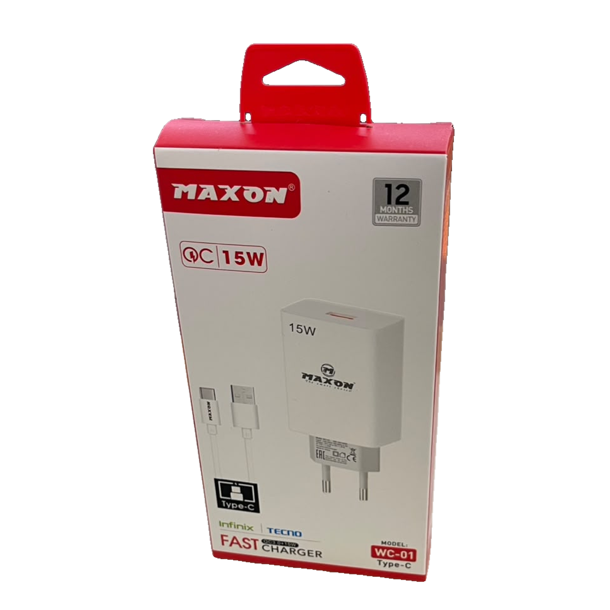 MAXON WC-01 15W QC 3.0 Fast Charger with Type-C Cable