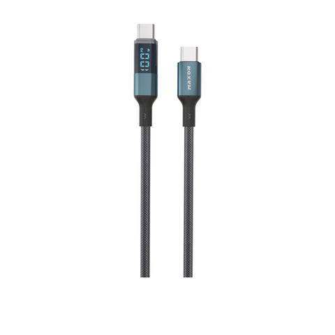 MAXON M-540 ZEETOX 100W metal braided Type-C to Type-C cable with digital display