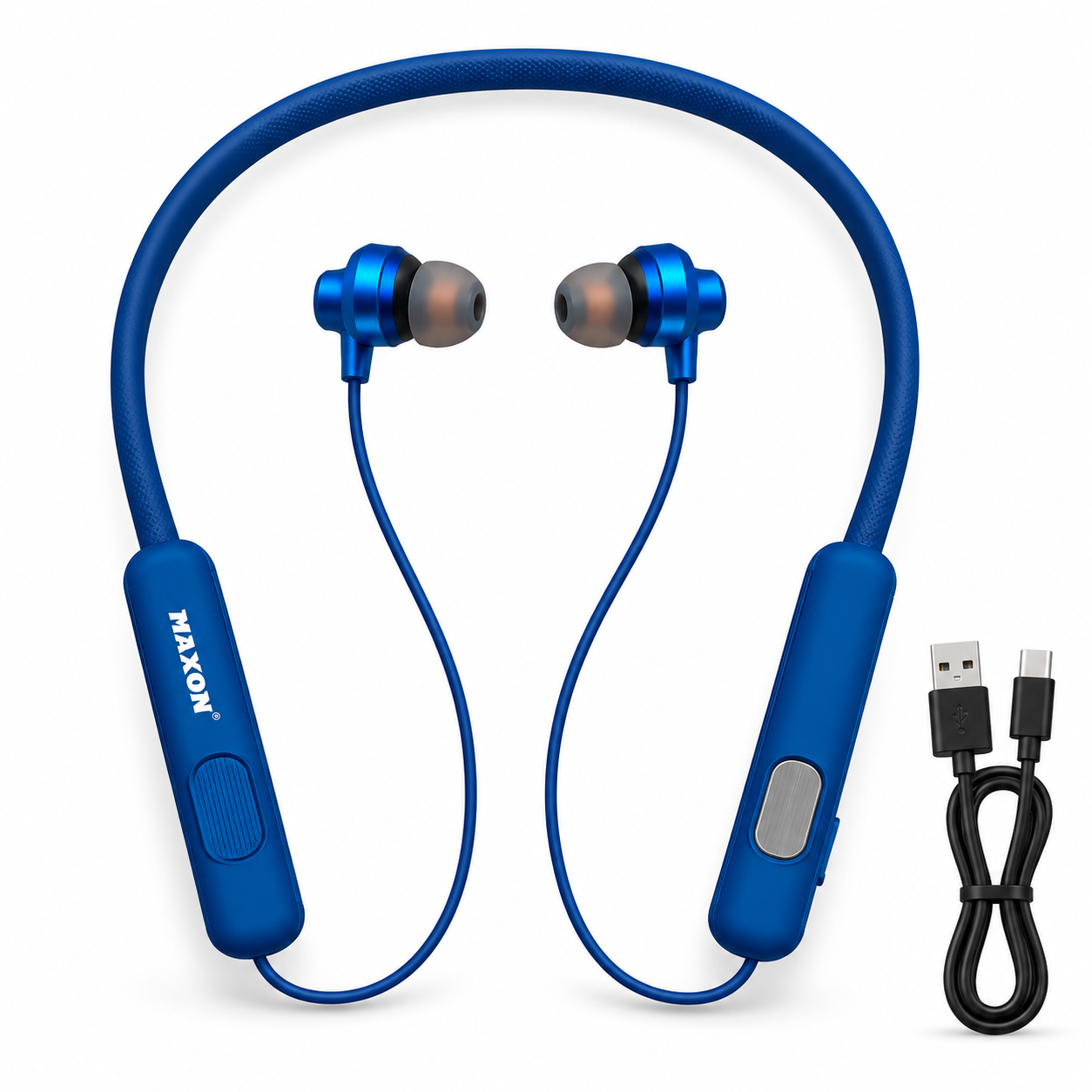 MAXON Sonic NB-01 Wireless Neckband Earphones – 150 Hours Playtime, Bluetooth 5.4, ENC Noise Reduction, Blue