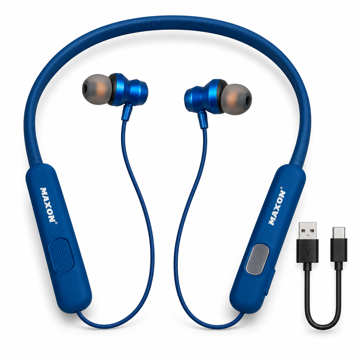 MAXON Sonic NB-01 Wireless Neckband Earphones – 150 Hours Playtime, Bluetooth 5.4, ENC Noise Reduction, Blue