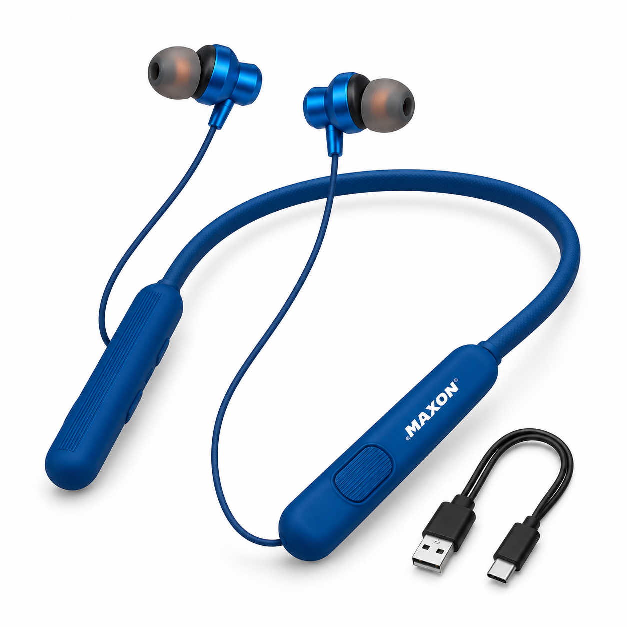 MAXON Sonic NB-01 Wireless Neckband Earphones – 150 Hours Playtime, Bluetooth 5.4, ENC Noise Reduction, Blue