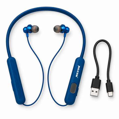 MAXON Sonic NB-01 Wireless Neckband Earphones – 150 Hours Playtime, Bluetooth 5.4, ENC Noise Reduction, Blue