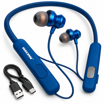 MAXON Sonic NB-01 Wireless Neckband Earphones – 150 Hours Playtime, Bluetooth 5.4, ENC Noise Reduction, Blue