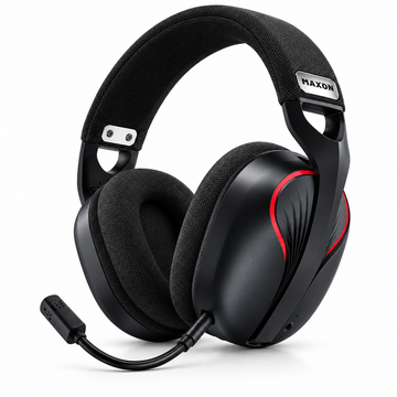 MAXON Raptor MBH-07 Wireless Gaming Headphones – Bluetooth 6.0, Detachable Mic, 20H Playtime & Over-Ear Comfort – Black