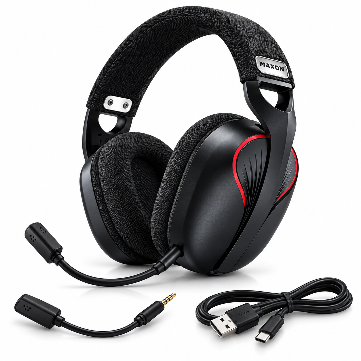 MAXON Raptor MBH-07 Wireless Gaming Headphones – Bluetooth 6.0, Detachable Mic, 20H Playtime & Over-Ear Comfort – Black